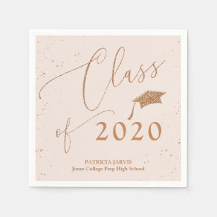 Chic Script Grad aankondiging Roze Gouden Glitters Servet