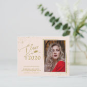 Chic Script Grad Afstudeeraankondiging Feestelijke Briefkaart (Staand voorkant)