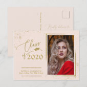 Chic Script Grad Afstudeeraankondiging Feestelijke Briefkaart (Voorkant / Achterkant)