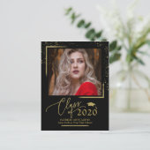 Chic Script Grad Afstudeeraankondiging Feestelijke Briefkaart (Staand voorkant)