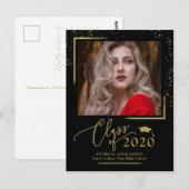 Chic Script Grad Afstudeeraankondiging Feestelijke Briefkaart (Voorkant / Achterkant)