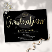 Chic Script Graduation Party Gold Foil Invitation Folie Uitnodiging