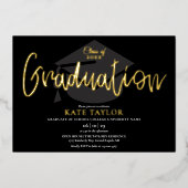 Chic Script Graduation Party Gold Foil Invitation Folie Uitnodiging (Voorkant)