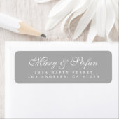 Chic Script Gray Wedding Return-adres Etiket (Insitu)