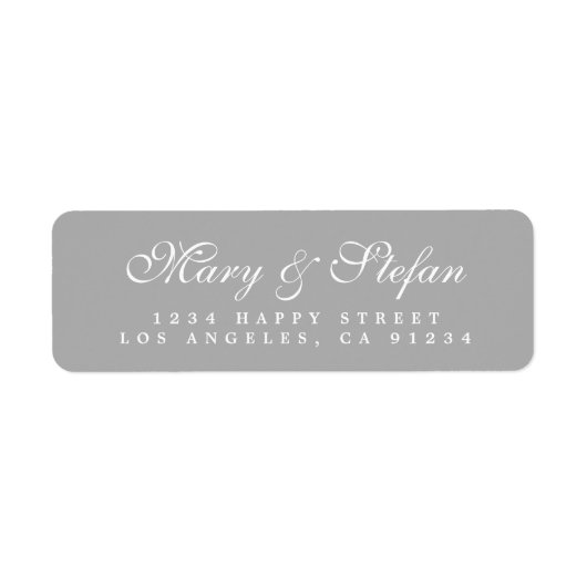 Chic Script Gray Wedding Return-adres Etiket (Voorkant)