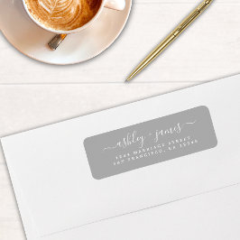 Chic Script Gray Wedding Return-adres Etiket