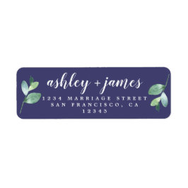 Chic Script Green Foliage Wedding Return Address Etiket