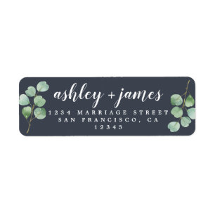 Chic Script Green Foliage Wedding Return Address L Etiket