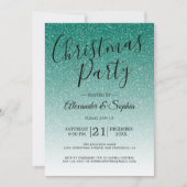 Chic Script Green Glitter Ombre Kerstparty Kaart (Voorkant)