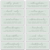 Chic Script Green Wedding Guest Adresetiketten Sticker (Voorkant)