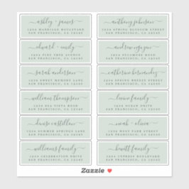 Chic Script Green Wedding Guest Adresetiketten Sticker