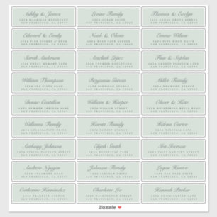 Chic Script Green Wedding Guest Adresetiketten Sticker
