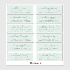 Chic Script Green Wedding Guest Adresetiketten Sticker