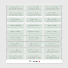 Chic Script Green Wedding Guest Adresetiketten Sticker