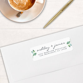 Chic Script Greenery Wedding Return-adres Etiket