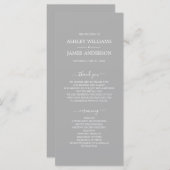 Chic Script Grey Simple Minimal Wedding Programmakaart (Voorkant / Achterkant)