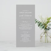Chic Script Grey Simple Minimal Wedding Programmakaart (Staand voorkant)