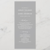 Chic Script Grey Simple Minimal Wedding Programmakaart (Voorkant)