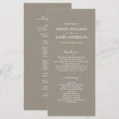 Chic Script Grijs Eenvoudig Minimaal Huwelijk Programmakaart (Voorkant / Achterkant)