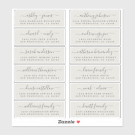 Chic Script Grijs Huwelijks Gast Adres Labels