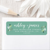 Chic Script Groene Blad Bruiloft Retouradres Etiket (Insitu)