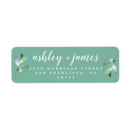 Chic Script Groene Blad Bruiloft Retouradres Etiket