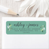 Chic Script Groene Blad Bruiloft Retouradres Etiket (Insitu)