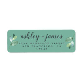 Chic Script Groene Blad Bruiloft Retouradres Etiket