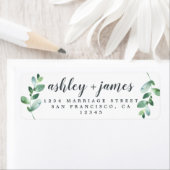 Chic Script Groene Blad Bruiloft Retouradres Etiket (Insitu)