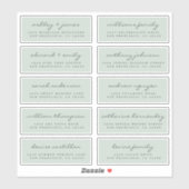 Chic Script Groene Huwelijks Gast Adreslabels Sticker (Vel)