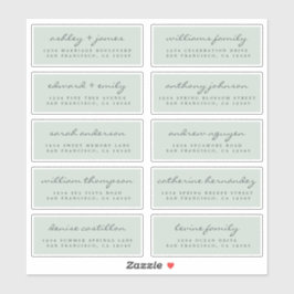Chic Script Groene Huwelijks Gast Adreslabels Sticker