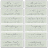 Chic Script Groene Huwelijks Gast Adreslabels Sticker (Voorkant)