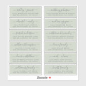 Chic Script Groene Huwelijks Gast Adreslabels Sticker (Vel)