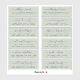 Chic Script Groene Huwelijks Gast Adreslabels Sticker