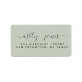 Chic Script Groene Huwelijks Retouradres Label (Voorkant)
