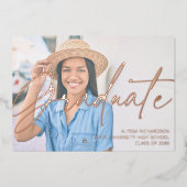 Chic Script H Foto Graduation Party Folie Uitnodiging (Voorkant)