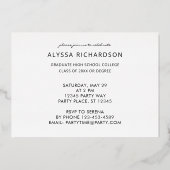 Chic Script H Foto Graduation Party Folie Uitnodiging (Achterkant)