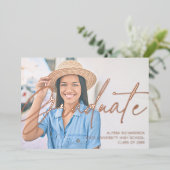 Chic Script H Foto Graduation Party Folie Uitnodiging (Staand Voorkant)