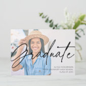 Chic Script H Foto Graduation Party Kaart (Staand voorkant)