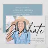 Chic Script H Foto Graduation Party Kaart (Voorkant / Achterkant)