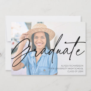 Chic Script H Foto Graduation Party Kaart