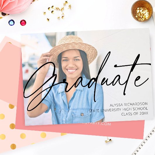Chic Script H Fotogradatie Partij roze Kaart