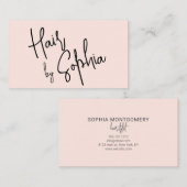 Chic Script Hair Stylist Blush Pink Visitekaartje (Voorkant / Achterkant)