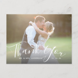 Chic Script Hand Geletterde Foto bruiloft Dank u Briefkaart