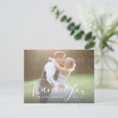 Chic Script Hand Geletterde Foto bruiloft Dank u Briefkaart (Staand voorkant)