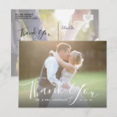 Chic Script Hand Geletterde Foto bruiloft Dank u Briefkaart (Voorkant / Achterkant)