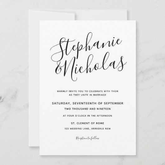 Chic Script Hand Writing Wedding Invite Kaart (Voorkant)