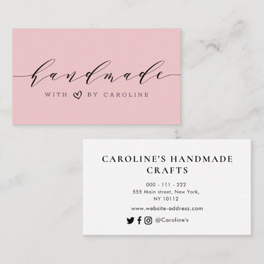 chic script Handmade business Visitekaartje (Voorkant / Achterkant)