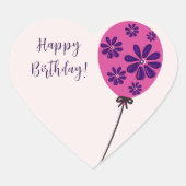 Chic Script Happy Birthday! roze ballon Hart Sticker (Voorkant)