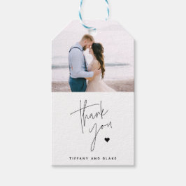 Chic Script Hart Trouw Dank Je Foto Cadeau Tag Cadeaulabel